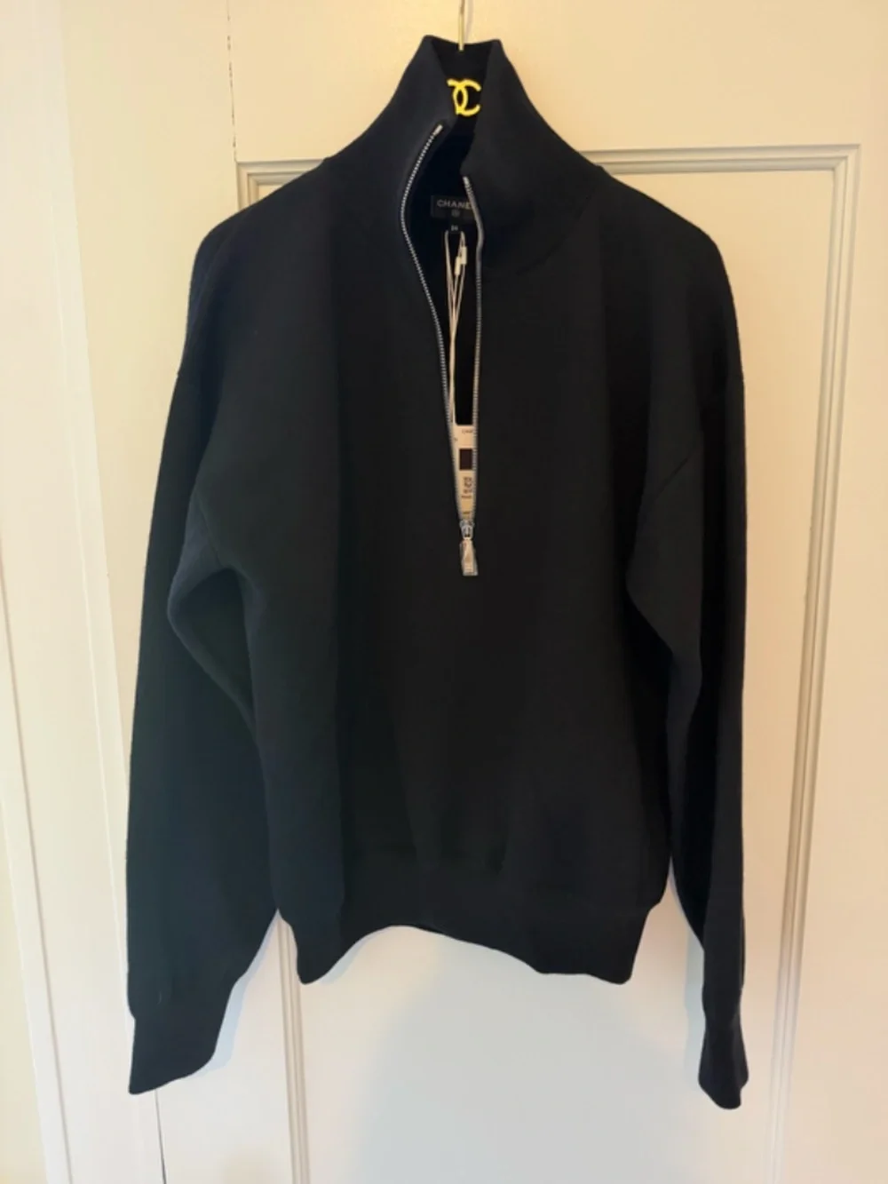 Chanel 26A Black Wool Quarter Zip Knitwear Size 34 Metiers D'art